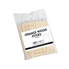 Load image into Gallery viewer, Disposable Orange Wood Cuticle Sticks 50pcs

