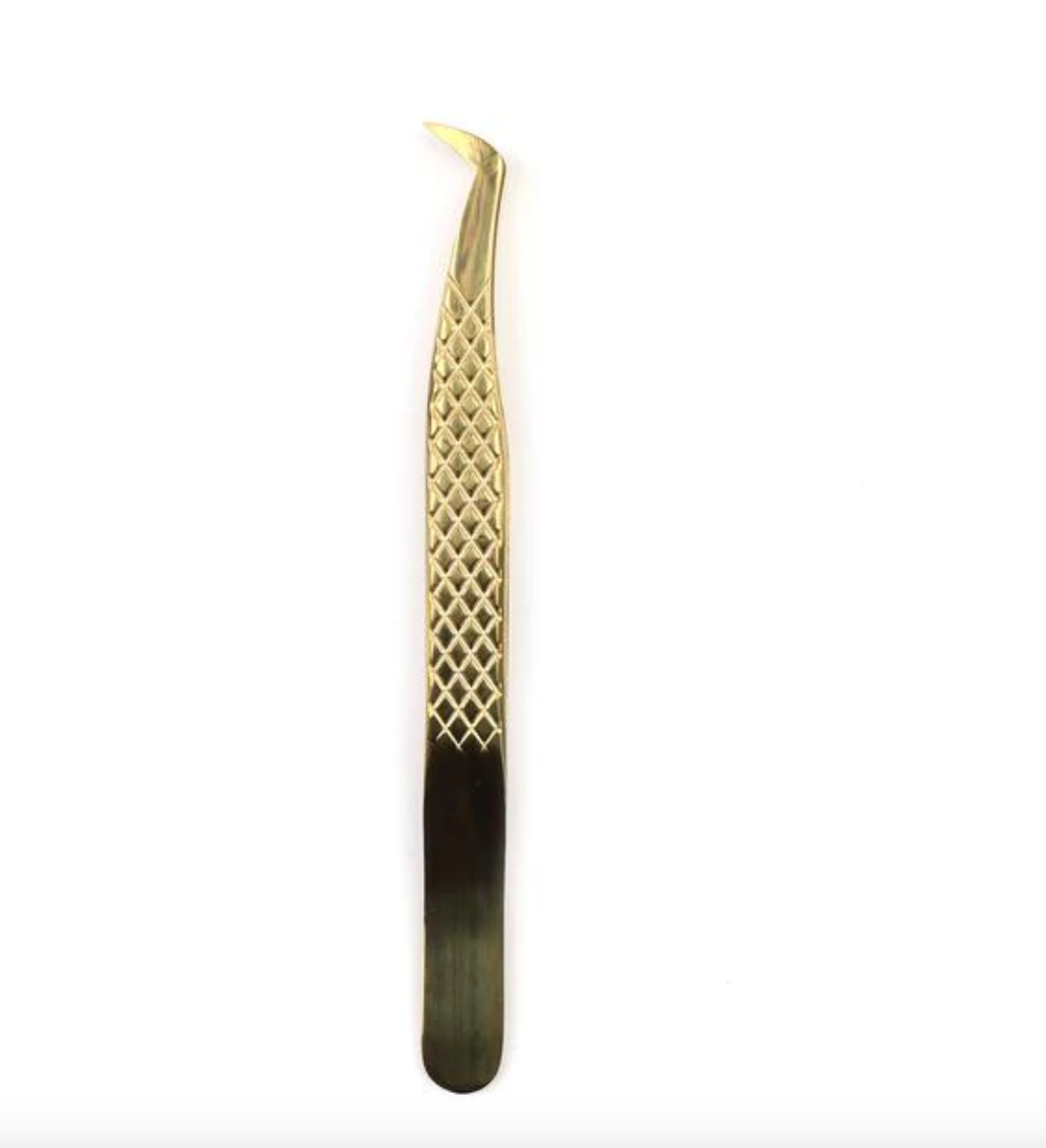 Gold Curved Angle Tweezers