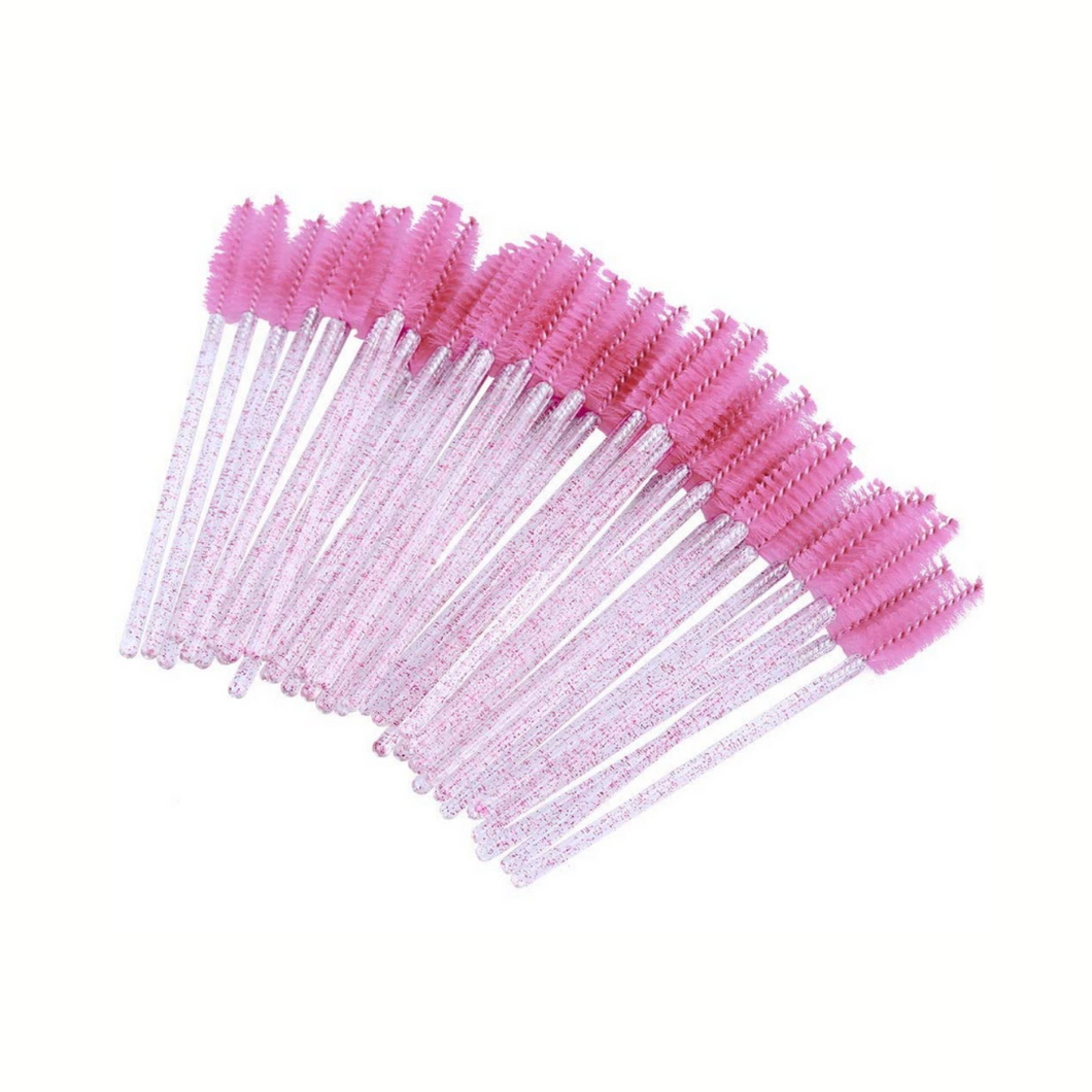Pink Glitter Disposable Mascara Wands Small x50
