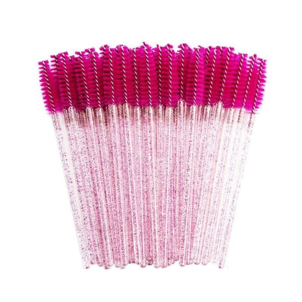 Dark Pink Glitter Disposable Mascara Wands Small x50